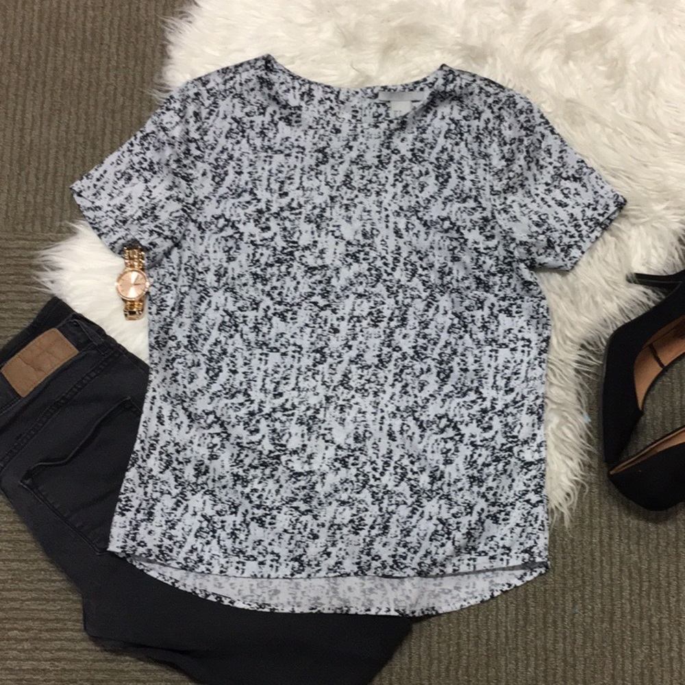 Black Gray Silky Business Blouse